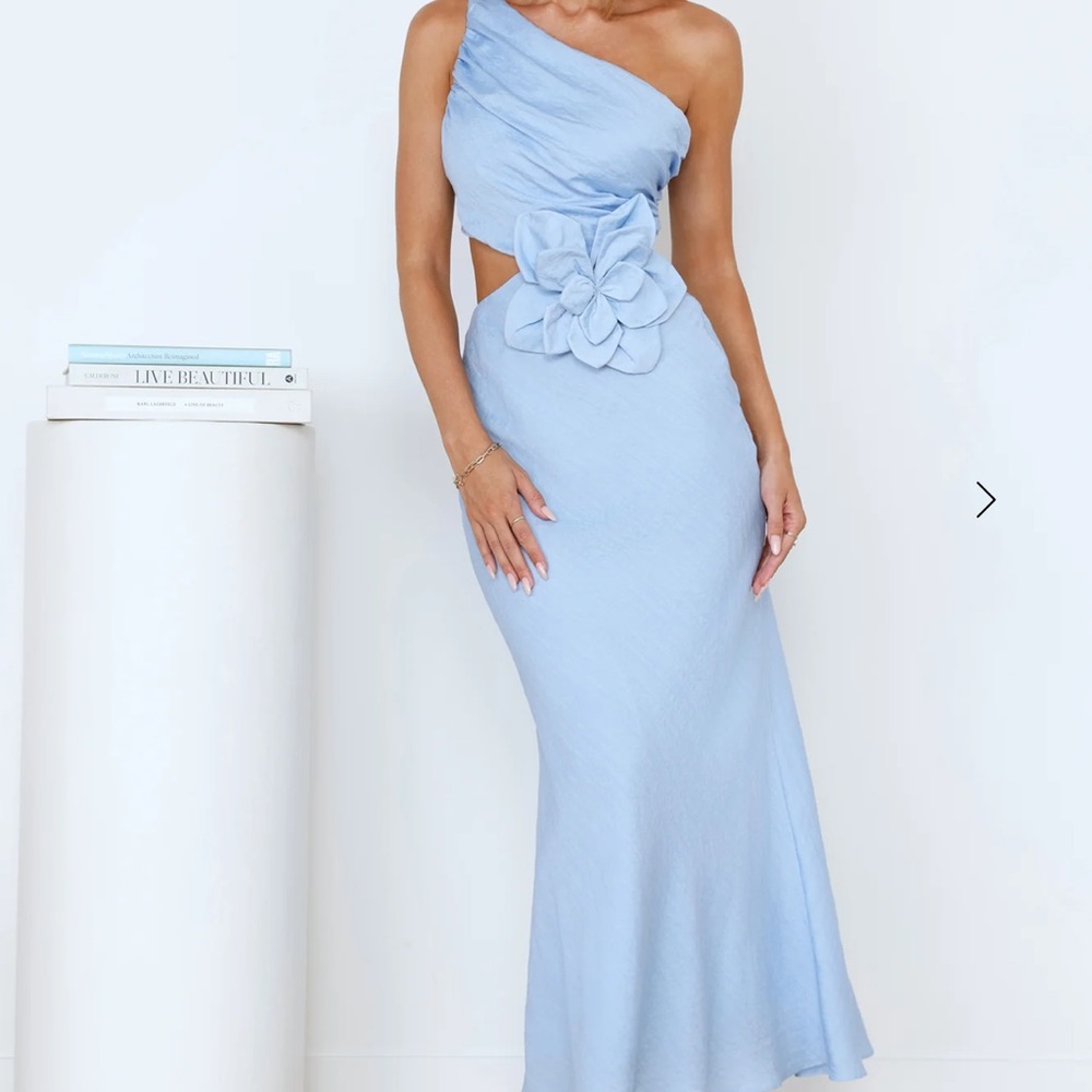 Hello Molly Violet Oasis One Shoulder Maxi Dress Blue